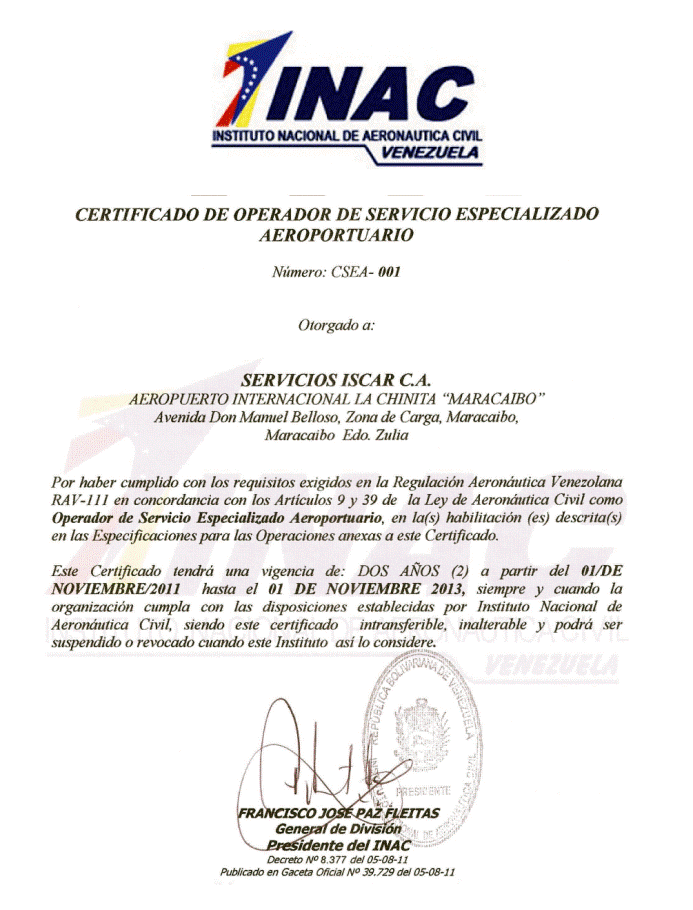 Certification